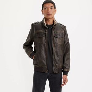 Levi Faux Leather Sherpa Jacket Large